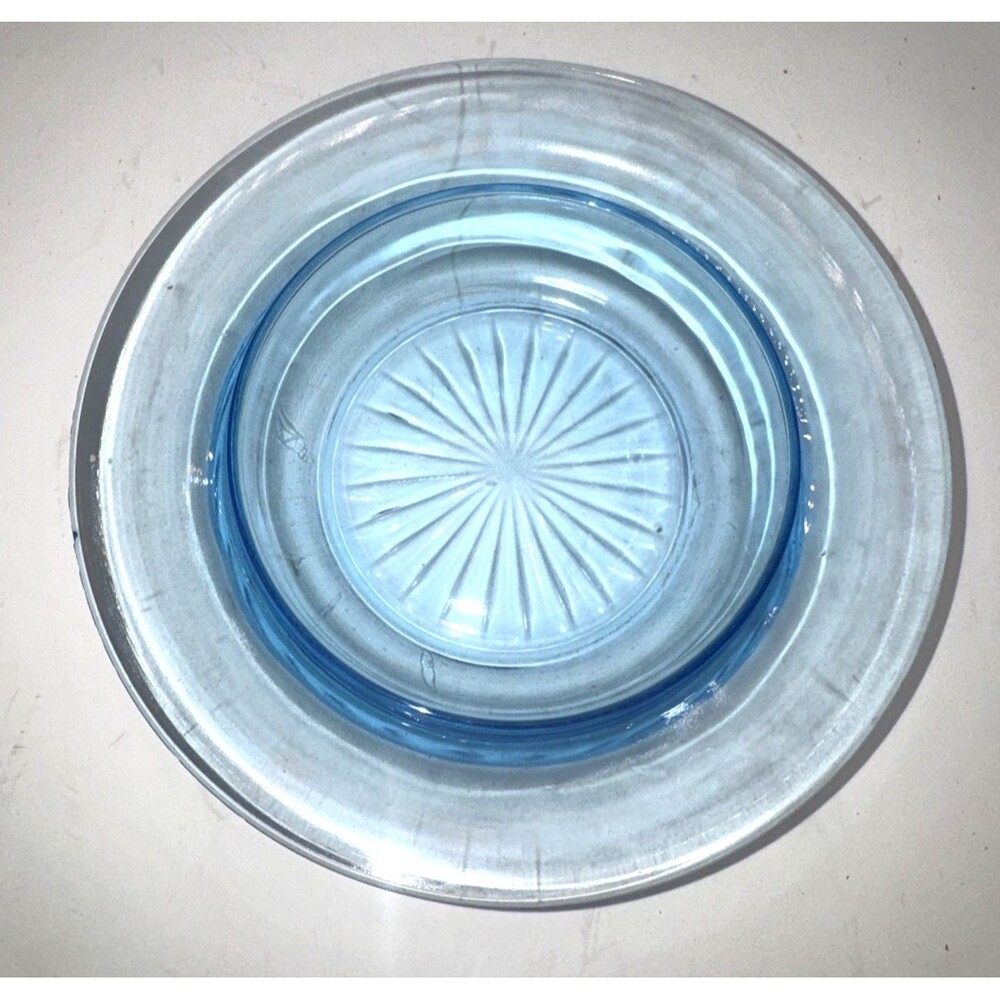 Aunt Polly Round Depression Glass Butter Candy Dish Vintage Blue U.S - Picture 5 of 7